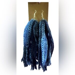 Blue on Blue Tassel Earrings